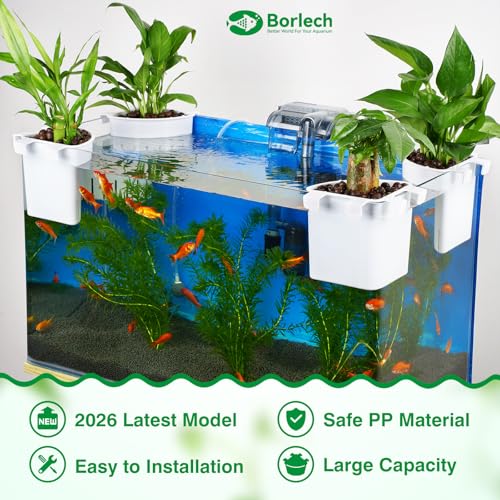 Borlech 2026 Latest Model Large Aquarium Corner Planter Hanging Plant Holder for Fish Tank Aquaponic Plant Cultivation and Aquascape Accessories Decorations (1 Pack) White - color: White-1 Pack