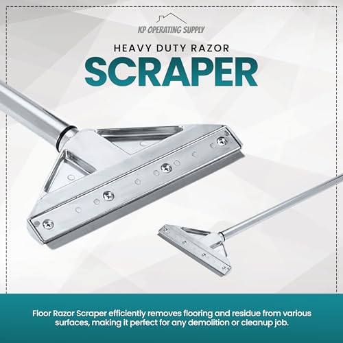 Razor Blade Scraper Tool with 8 Inch Aluminum Blade - Floor Scraper Tool with 3" to 6" Telescoping Handle Comfortable Cushion Grip by KP Operating Supply - size: Pack of 1