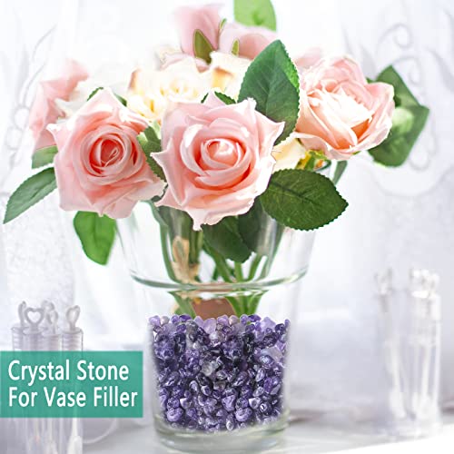 MAIBAOTA Natural Amethyst Crystal Quartz Rocks Chips Vase Filler Rocks for Succulent Plant Small Fish Tank Aquarium Gravel Decorative Pebbles Stones(200 gram) - color: Purple-amethyst, size: 0.45 Pound