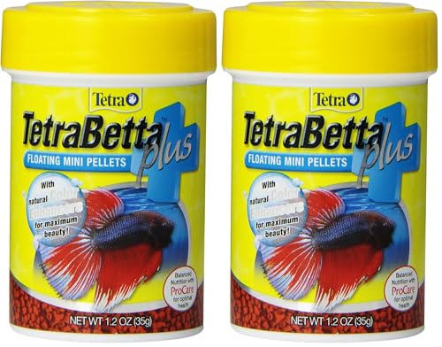 Tetra TetraBetta Plus Floating Mini Pellets, Fish Food with Natural Color Enhancer, 1.2 Ounces (Pack of 2) - size: 1.2 Ounce (Pack of 2), style: Mini Pellets