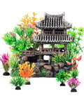 CousDUoBe 9Pcs Resin Castle Decorations Set，Realistic Fish Tank Castle with Eco-Friendly Design,Fish Tank Decorations Aquarium Accessories