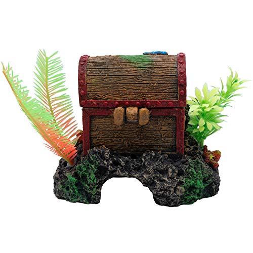 GLOFISH Aquarium Décor and Pump, Treasure Chest Air Pump Decoration for Fish Tanks, Multicolor