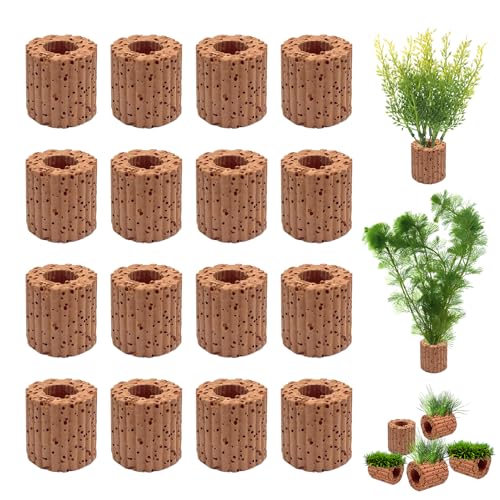 Rainmae 16 Pcs Aquatic Water Plant Fixed Rings, Water Plants Cultivation Fixed Ring Aquatic Water Plant Fixed Ring Ceramic Plant Pot, Landscape Ceramic Pottery Gravity Ring for Fish Tank Accessories