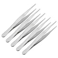 uxcell 5 Pcs 5-Inch Stainless Steel Straight Pointed Tweezers with Serrated Tip - size: 5 Inch, Straight Pointed