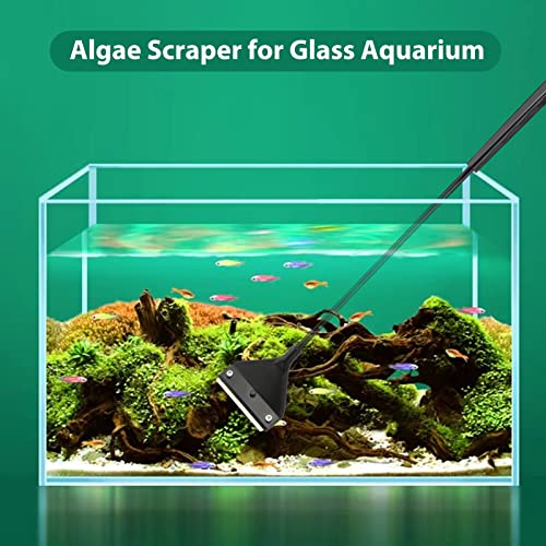 Algae Scraper for Glass Aquarium, Long Handle Fish Tank Algae Scraper with 10 Blades, Essential Aquarium Cleaning Tool. - size: 25.6 Inch
