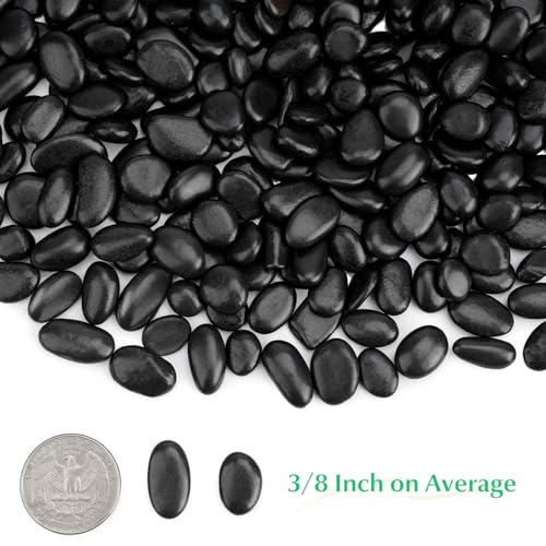 Mr. Fireglass 10 lbs Black Pebbles, 3/8" Natural Decorative Polished River Rocks Aquarium Gravel for Indoor Plants, Vases, Succulents and Outdoor Garden Landscaping (Pack of 2) - color: Black, size: 10 Pounds (Pack of 2)