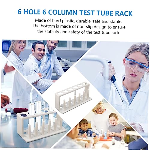ULTECHNOVO Portable Plastic Test Tube Holder Rack Water Quality Test Tube Organizer for School Laboratory - Design for Stability White