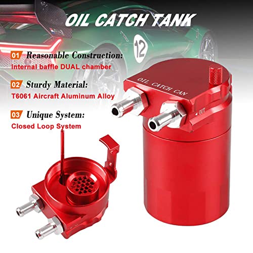 RULLINE Universal 350ml Oil Catch Can Tank 0046 Aluminum Polish Baffled Reservoir Red - color: Red, size: Basic version