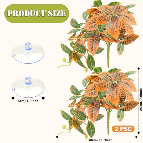 QUOZUO 2 Pack Reptile Plants, Artificial Hanging Plants with Suction Cups, Habitat Decor Plastic Vines Decorations for Bearded Dragons Lizards Snake Geckos Frogs -Gold - color: Gold