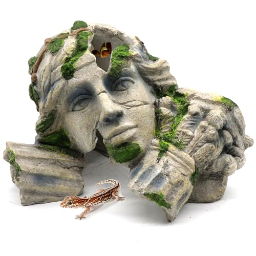 relaqcc Reptile Cave Hideout Tank Accessories Decorations, Aquarium Hideaway Cave Fish Tank Decorations for Amphibians, Betta Fish, Shrimp, Lizards, Leopard Gecko