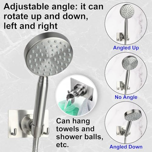 Shower Head Holder All Metal Strong Adhesive and Drilling Screws Two Installation Methods, Adjustable Handheld Shower Head Mount,Stainless Steel Hand held Showerhead Wand Bracket - style: A-Style Brushed