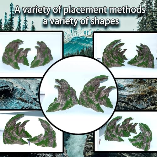 Novelsite Fish Tank Accessories, Aquarium Decorations, Scenery, Rock Ornaments - Create Aquatic Beauty with Premium Aquarium Decorations,8.5" W x 4.5" H x 3.2" D - color: Green Rockery, size: Canyon-S