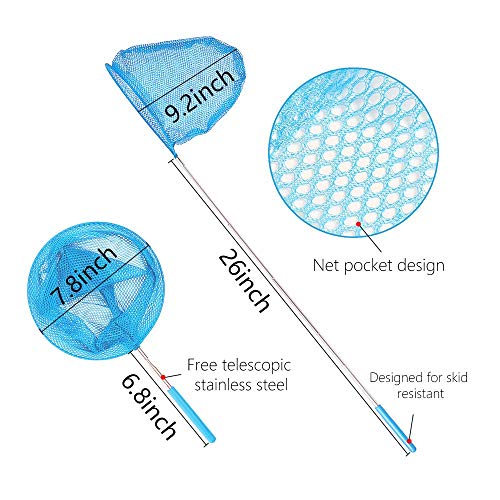 Kids Telescopic Butterfly Fishing Nets for Kids Catching Insect Net Outdoor Tools for Catching Bugs Fish Insect Ladybird, Extendable 34 Inches and Anti Slip Grip - color: 5 Pack