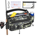 CVLIFE Fishing Tackle Bag Waist Pack with Rod Holder, Water Resistant Fanny Pack Includes 3600 Tackle Box, Waterproof Pouch & Carabiners, Convertible Sling Bag with Net Holster for Gear - color: Shadowstand