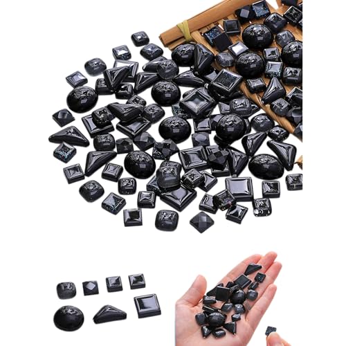 1.1LB Mixed Color Irregular Crystal Mosaic Tiles, Tiny Mini Mosaic Tile DIY Hobbies Children Handmade Crystal Craft for Craft Bathroom Kitchen Home Decoration DIY Art Projects (Black Series-New) - color: Black Series-New