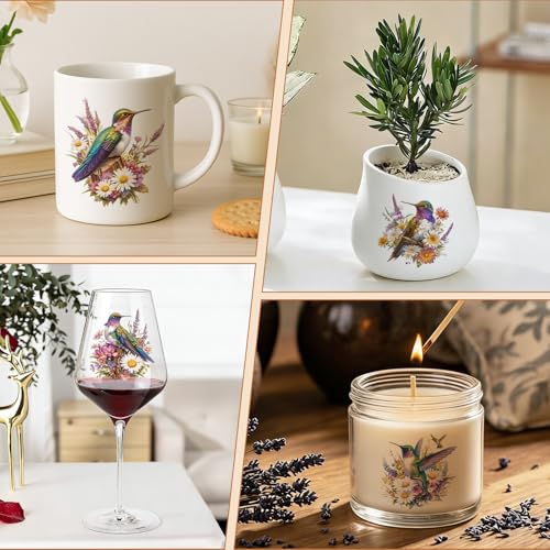 UV DTF Cup Wraps, 4 Sheets Humming Bird Transfer Stickers for 16oz Glass, Rub On Decals for Tumblers and Candlestick - style: Humming Bird