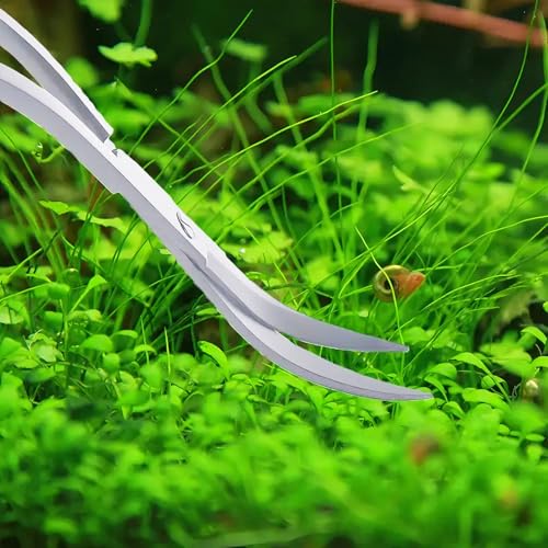 Extra Long Curved Aquarium Scissors, Stainless Steel Tools for Trimming Aquatic Plants, Professional Wave Scissors for Fish Tank, Aquarium & Terrarium, Ambidextrous Design