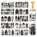 arricraft 10 Sheets House Silhouettes UV DTF Cup Wrap for 16OZ Glass, Black and White Houses Architecture Rub on Decals PVC Transfer Stickers for DIY Cups Wood Funiture 24x11cm/9.4x4.3inch - style: House Silhouettes Theme