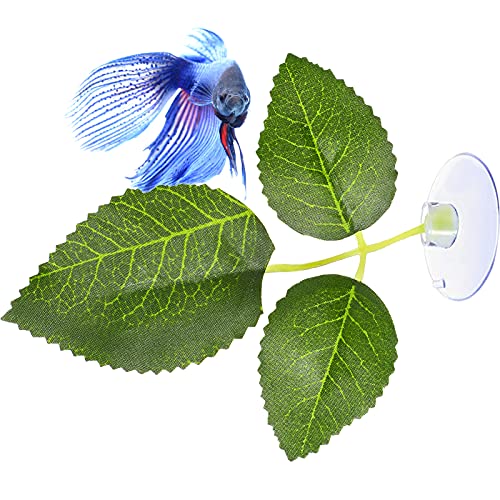 Patelai 9 Pieces Betta Bed Leaf Hammock Pad Betta Fish Leaf Pad Betta Fish Hammock Betta Fish Accessories Plant Tank Decorations for Lightweight and Realistic Resting Spot Simulating The Habitat
