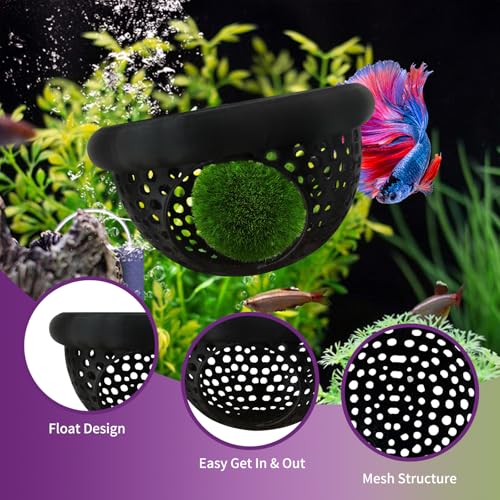 3Pcs Betta Fish Tank Accessories-Floating Betta Hide & Fish Leaf Hammock, Feeder, Hiding Spots for Betta Fish
