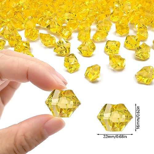 Yellow Vase Fillers for Home Decor, Fake Crushed Ice Cubes, Vase Fillers, 150 pcs Reusable Fake ice Cubes for Photography Accessories Props Decoration for Wedding - color: Yellow-16*22mm-150pcs