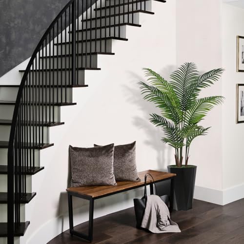 Artificial Palm Tree 5FT - Faux Plant with Black Diamond Planter - Tall Fake Tropical Areca Floor Plant Potted - Artificial Silk Tree for Home Office Living Room Decor Indoor - color: Black