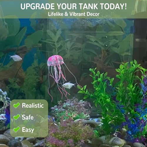 Aquarium Plants Decor,Fish Tank Plants Silk for Artificial Aquarium Plants Plastic Fake,2 Pack Fish Tank Decorations Aquarium Decorations（Green,Purple）