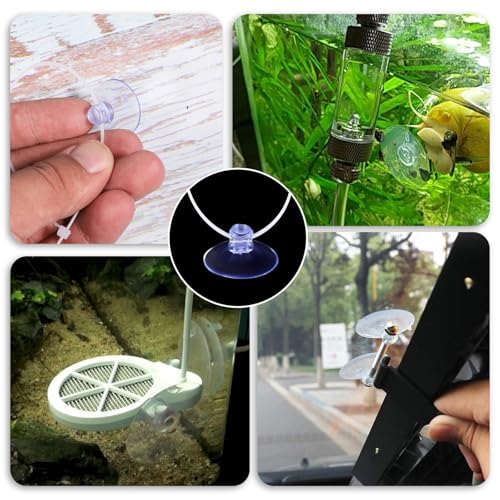 Aquarium Suction Cups, 15 Pcs Small Mini Suction Cups with 30 Pcs Zip Ties for Fish Tank Plants Holder Binding Moss Shrimp Nest Landscape Fixation