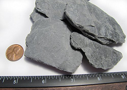 Natural Slate Stone 1 to 3 Inches - USA Sourced and Packaged for Aquascaping Aquariums, Terrariums, Paludariums, Reptile Enclosures, Wargaming, Models, Mosaic Art, Miniature Fairy Gardens (2lbs Grey) - style: 2lbs