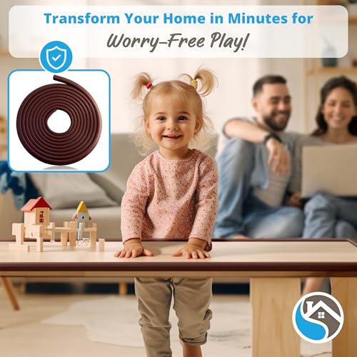 Premium 12ft Edge Protector for Baby, Odorless & Waterproof Foam Cushion with 3M Adhesive Tape, Non-Toxic to Baby Proof Corners and Edges, Wall Corner Protector & Desk Edge Cushion Brown - color: Brown, size: 12ft