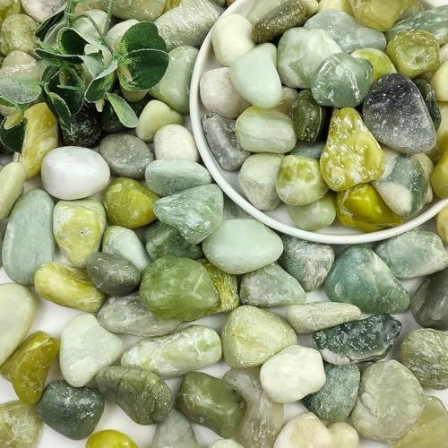 10LB Jade Pebbles for Landscaping, 0.7-1.2 Inch Natural Decorative Stones, Polished River Rocks for Succulent,Planters, Landscaping, Vase, Flowerpot, Indoor Plants and Outdoor Garden Decoration - size: 10LB, style: Jade