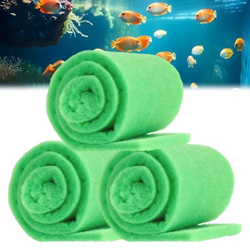 3PCS Aquarium Filter Floss - 12" x 78" (6.5ft per roll) - Total 19ft - 1" Thick Premium Polyester Filter Pad for Fish Tank - Mechanical Filtration, Crystal Clear Water, Fits Most Filters(19ft)
