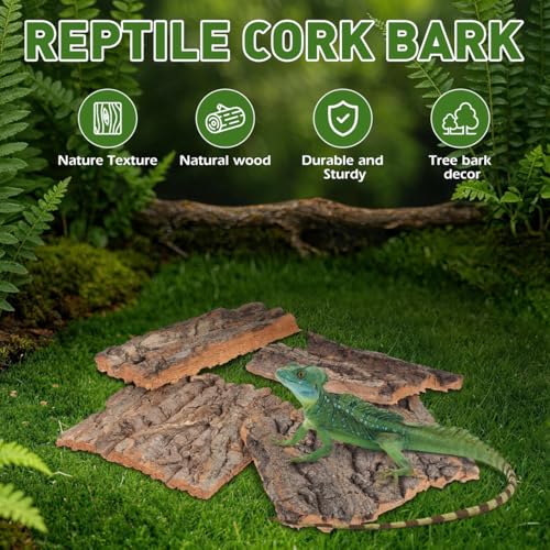 Zerodeko Cork Bark, Cork Bark for Terrarium, Reptile Climbing Platform Natural Tree Decor for Terrariums Snake Hide Lizard Habitat Accessories