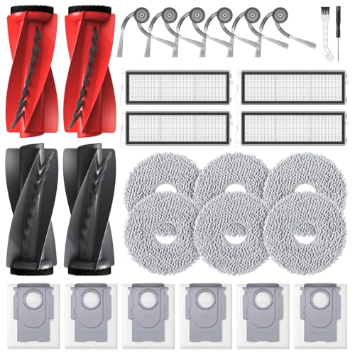 Qrevo S5V Replacement Parts for Roborock Qrevo S5V / Curv/Edge/Edge S5A / Curv S5X, Accessories include 2*Set Main Brush, 6*Mop Pads, 6*Vacuum Bags, 4*Hepa Filters, 6*Side Brush, 2*Cleaning Tool - style: for Qrevo S5V/Curv/Edge