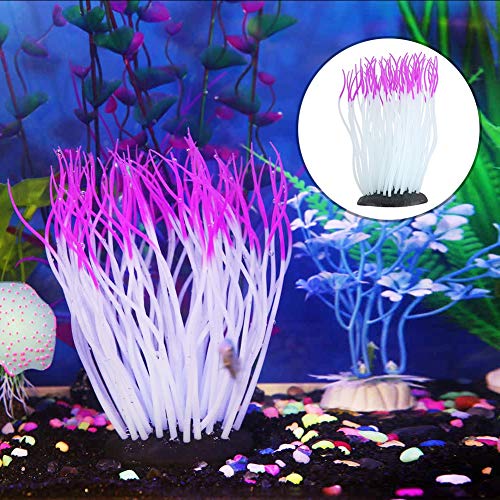 AYNEFY Simulation Artificial Silicone Sea Anemone Decor,Aquarium Luminous Ornament Fluorescent Sea Anemone Decoration for Fish Aquarium Landscaping Decor - color: Purple
