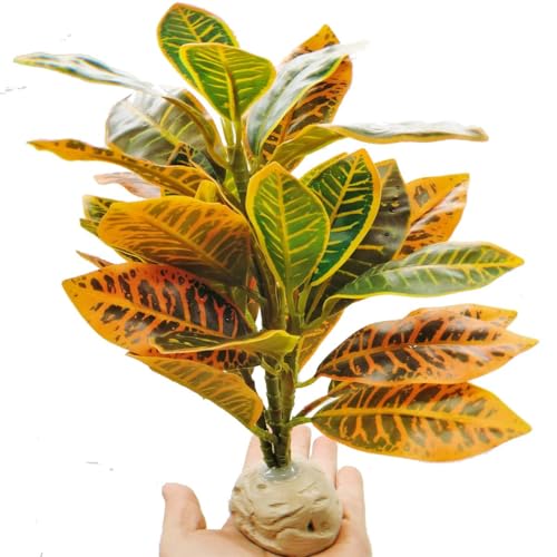Reptile Plants Terrarium Artificial Leaves Reptile Tank Decorations for Bearded Dragon Lizard Snake Geckos Chameleon Amphibian Habitat Terrarium Decor - color: Gradient