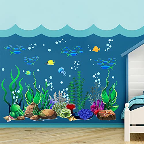 Zonon Under The Sea Wall Decals Coral Reef and Seaweed, Ocean Wall Decals Stickers, Undersea Decor Stickers, Underwater Sea Stickers for Nursery Living Room Office(Classic Style) - style: Classic