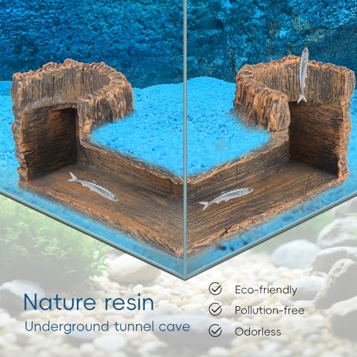 VEELAM Fish Tank Corner Underground Hideout Cave Decor for Fish Shrimp Hiding Breeding, Aquarium Resin Decorations,Stump Style - style: Stump