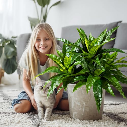 4 Pcs Artificial Greenery Stems Fake Bird Nest Fern Faux Branches Artificial Plants Realistic Fake Dracaena Realistic Plants for Indoor Outdoor Porch Patio Home Office Living Room Decor (Dark Green) - color: Dark Green