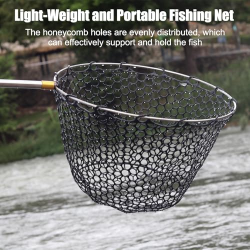 Fishing Landing Net Trout Net Replacement Netting with Rubber Mesh for Fish Fly and Fishing Landing - color: Black Rubber Fishing Net, size: Dia 40cm*Dep 40cm(Cir 140cm)