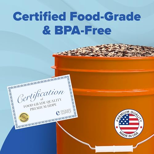 ePackageSupply 5 Gallon Plastic Bucket with Airtight Lid | Food Grade Bucket | BPA-Free | Heavy Duty 90 Mil All Purpose Pail | One 12" Rubber Mallet & One Lid Opener Included | 1 Pack - color: Orange, size: 1 Pack