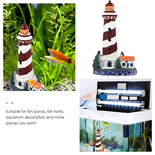 POPETPOP Mediterranean Style Simulation Lighthouse Decor Fish Tank Ornament for Landscaping Decoration Unique Observation Tower for Desktop Use