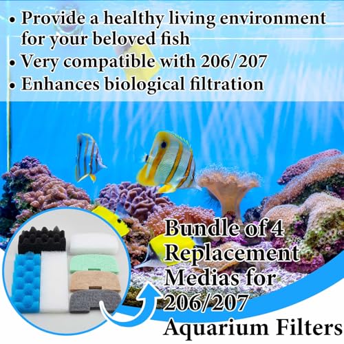 50 Pcs Filter Media Compatible with Fluval 206/207 Canister Filter, Maintenance & Replacement Kit, Bio-Based Sponge, Activated Carbon, Ceramic Rings, Microfiber Rags, Mesh Bags, Silicone Lube