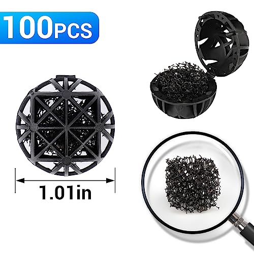 Segarty Aquarium Bio Balls, 1 inch Koi Pond Filter Media Bio Ball with Sponge for Aquarium Filter Canister Filter Biological Filtration for Freshwater Marine Fish Tank Sump (100 PCS with Mesh Bag) - color: bio ball, size: 100x