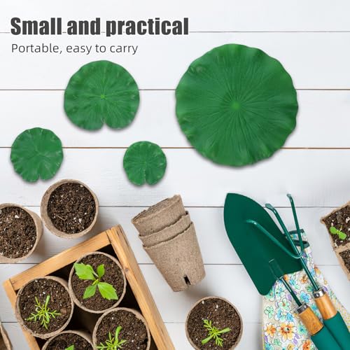 Garneck 12pcs Artificial Lotus Leaves Floating Water Pads Eva Realistic Green Pond Leaf Decorations for Aquarium Koi Fish Pond Home Décor
