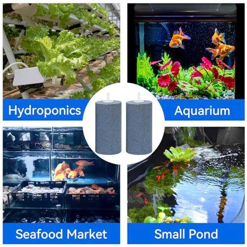 AQUANEAT Aquarium Air Stone 4x2 inch 2 Pack, Large Airstone, Aerator Bubble Diffuser, Air Pump Accessories for Aquariums, Hydroponic, Ponds and Fish Tanks - size: 4 inch 2 pcs