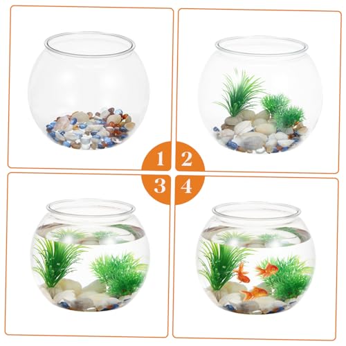 Happyyami Transparent Desktop Aquarium Tank for Betta Multi- Office Decor Stylish Fish Bowl for Plants Fish Elegant Tabletop Decoration