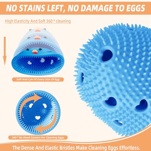 Silicone Egg Brush Cleaner, Egg Washer for Fresh Eggs, Egg Cleaner for Fresh Eggs, Egg Scrubber for Fresh Eggs, Reusable Cleaning Tools for Egg Washer (Blue) - color: Blue