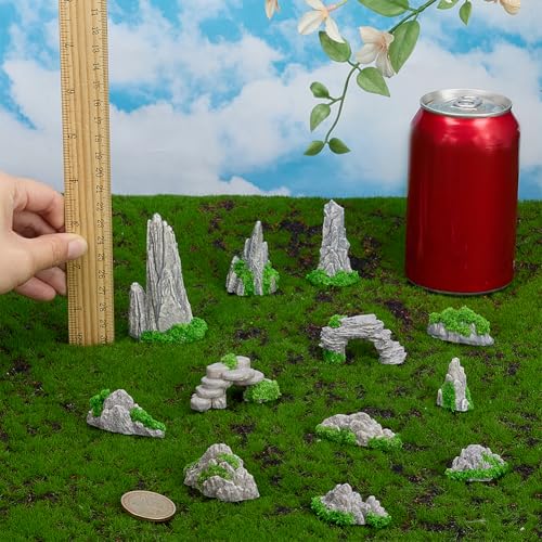 FINGERINSPIRE 12PCS Small Rockery Ornament 12 Style Resin Mini Rockery Decoration Mini Zen Garden Accessories Miniature Mountain for Bonsai Aquarium and Tabletop Display - style: Rockery Decoration