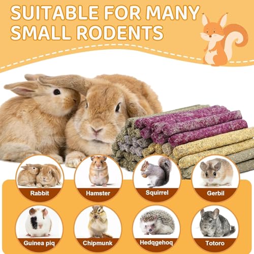 VESPRO 208Pcs Rabbit Chew Sticks, Guinea Pig Toys, Natural Timothy Grass Molar Teeth Stick, Mixing Flowers, Roses, Calendula and Forget Me Not, Small Animals Treats - size: 1 Count (Pack of 208)